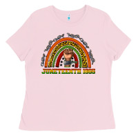 Bubblegum Pink juneteenth 1865 rainbow Ladies Tee - texasbilliewilder