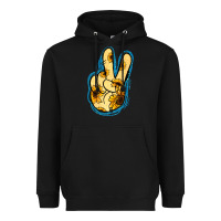 Black Yellow Glitter Sunflower Peace Sign Heavyweight Hoodie - Jasminsmagicworld