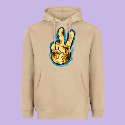 Yellow Glitter Sunflower Peace Sign Heavyweight Hoodie Designed By Jasminsmagicworld