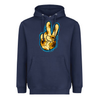 Navy Yellow Glitter Sunflower Peace Sign Heavyweight Hoodie - Jasminsmagicworld
