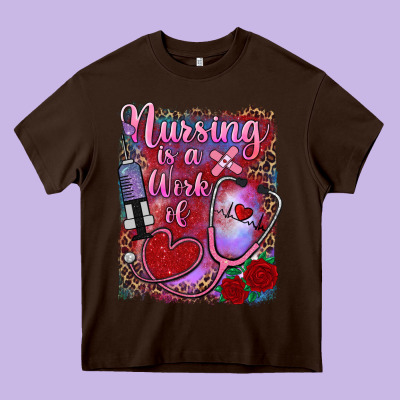 Nursing Is A Work Of Heart Heavy Core Tee Designed By Ranaportraitstore