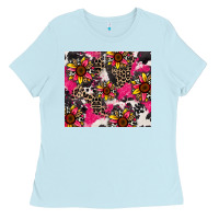 Baby Blue sunflower cowhide Ladies Tee - Zillion Design Studio