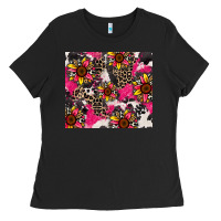 Black sunflower cowhide Ladies Tee - Zillion Design Studio