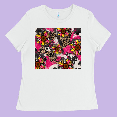 Sunflower Cowhide Ladies Tee Designed By Zillion Design Studio