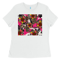 White sunflower cowhide Ladies Tee - Zillion Design Studio