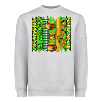 Heather Grey st patricks gnomes and cloves with leopard  brushstrokes Heavyweight Sweatshirt - Artiststas