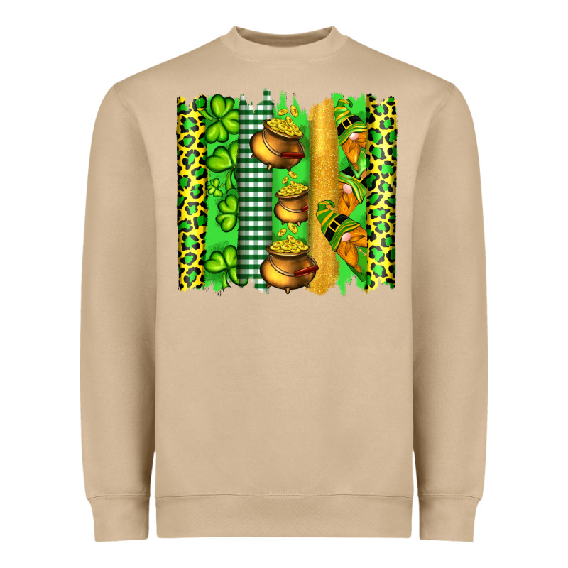 St Patricks Gnomes And Cloves With Leopard  Brushstrokes Heavyweight Sweatshirt by Artiststas | Teevron