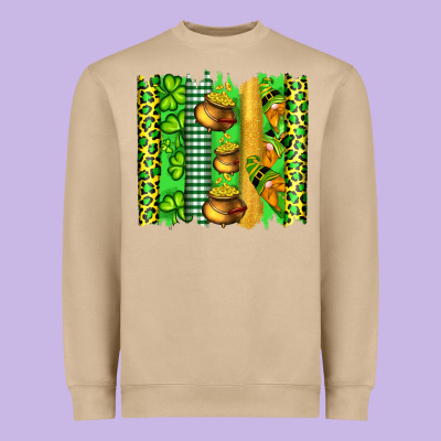 St Patricks Gnomes And Cloves With Leopard  Brushstrokes Heavyweight Sweatshirt Designed By Artiststas