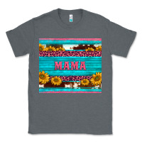 Charcoal Heather cowhide leopard sunflowers mama Classic Tee - BarkalooDesign