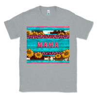 Heather Grey cowhide leopard sunflowers mama Classic Tee - BarkalooDesign