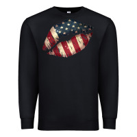 Black Vintage American Flag Lips Premium Sweatshirt - Bettercallsaul