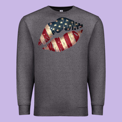 Vintage American Flag Lips Premium Sweatshirt Designed By Bettercallsaul