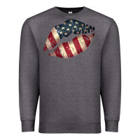 Charcoal Heather Vintage American Flag Lips Premium Sweatshirt - Bettercallsaul