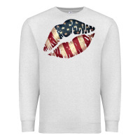 Oatmeal Heather Vintage American Flag Lips Premium Sweatshirt - Bettercallsaul