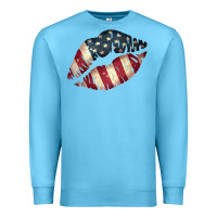 Ocean Blue Vintage American Flag Lips Premium Sweatshirt - Bettercallsaul