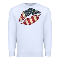 White Vintage American Flag Lips Premium Sweatshirt - Bettercallsaul