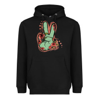 Black Green Glitter Floral Peace Sign Heavyweight Hoodie - Jasminsmagicworld