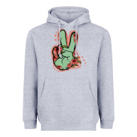 Heather Grey Green Glitter Floral Peace Sign Heavyweight Hoodie - Jasminsmagicworld