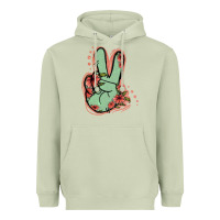 Matcha Green Glitter Floral Peace Sign Heavyweight Hoodie - Jasminsmagicworld