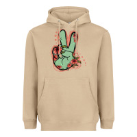 Mushroom Green Glitter Floral Peace Sign Heavyweight Hoodie - Jasminsmagicworld