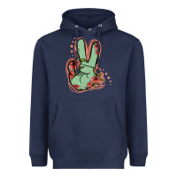Navy Green Glitter Floral Peace Sign Heavyweight Hoodie - Jasminsmagicworld