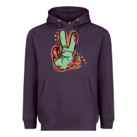 Green Glitter Floral Peace Sign Heavyweight Hoodie | Teevron