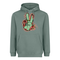 Sage Green Glitter Floral Peace Sign Heavyweight Hoodie - Jasminsmagicworld
