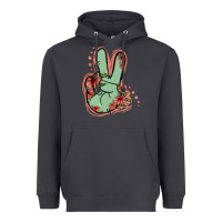 Smoke Green Glitter Floral Peace Sign Heavyweight Hoodie - Jasminsmagicworld