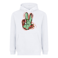 White Green Glitter Floral Peace Sign Heavyweight Hoodie - Jasminsmagicworld