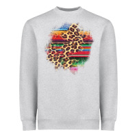 Heather Grey serape leopard patch Heavyweight Sweatshirt - AdoDesignShop