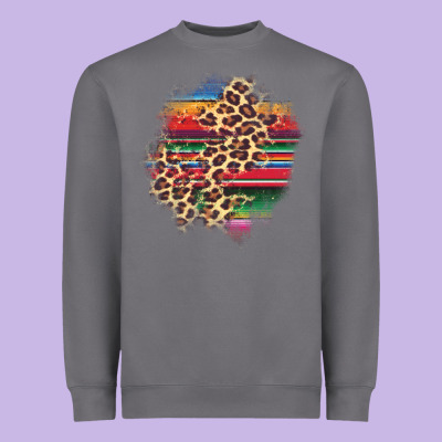 Serape Leopard Patch Heavyweight Sweatshirt Designed By Adodesignshop