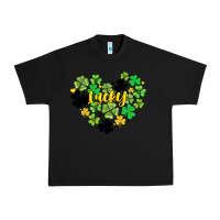 Black lucky heart shaped clover Urban Heavy Tee - AdoDesignShop