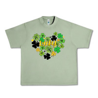 Oil Green lucky heart shaped clover Urban Heavy Tee - AdoDesignShop