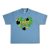 Pebble Blue lucky heart shaped clover Urban Heavy Tee - AdoDesignShop
