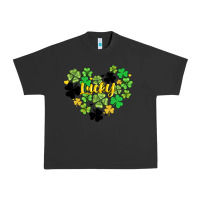 Pigment Black lucky heart shaped clover Urban Heavy Tee - AdoDesignShop