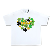 White lucky heart shaped clover Urban Heavy Tee - AdoDesignShop