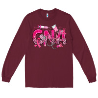 Burgundy breast cancer cna certified nursing assistant Long Sleeve Tee - JahusDesignShop