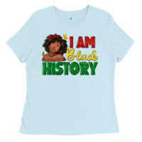 Baby Blue i am black history with afro black girl Ladies Tee - texasbilliewilder