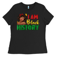 Black i am black history with afro black girl Ladies Tee - texasbilliewilder