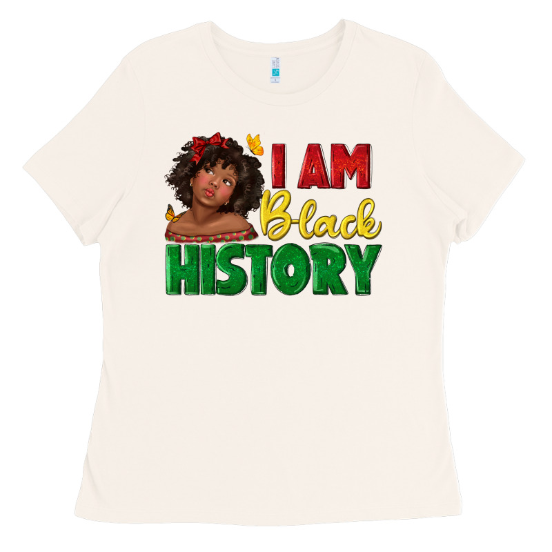 I Am Black History With Afro Black Girl Ladies Tee by texasbilliewilder | Teevron
