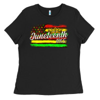 Black juneteenth 1865 with crown flag Ladies Tee - texasbilliewilder