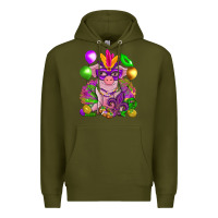 Army Green Mardi Gras pig Premium Hoodie - NancyCooperArtShop