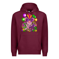 Burgundy Mardi Gras pig Premium Hoodie - NancyCooperArtShop