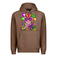 Chestnut Mardi Gras pig Premium Hoodie - NancyCooperArtShop