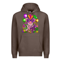 Coffee Mardi Gras pig Premium Hoodie - NancyCooperArtShop
