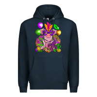 Navy Mardi Gras pig Premium Hoodie - NancyCooperArtShop