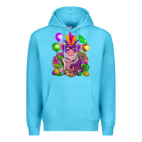 Ocean Blue Mardi Gras pig Premium Hoodie - NancyCooperArtShop
