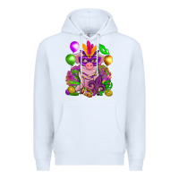 White Mardi Gras pig Premium Hoodie - NancyCooperArtShop