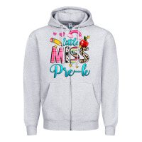 Heather Grey little miss pre k Zipper Hoodie - NancyCooperArtShop