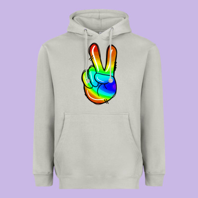 Rainbow Peace Sign Heavyweight Hoodie Designed By Jasminsmagicworld
